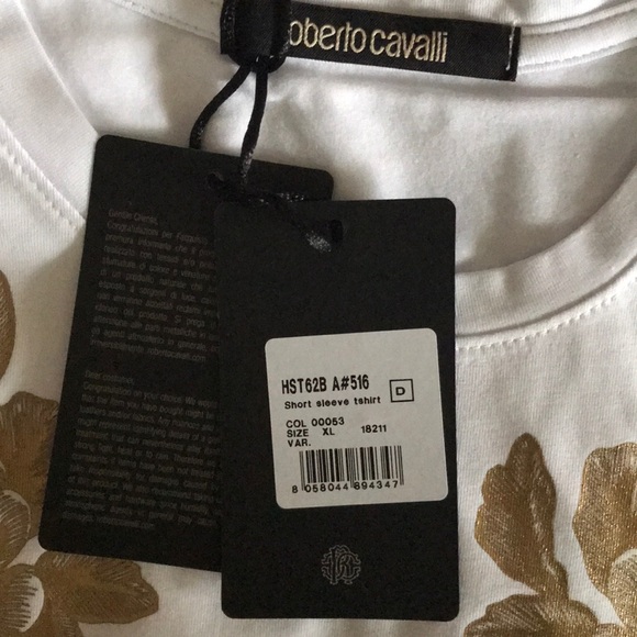 Roberto Cavalli Gold Angel Wing Logo Tee Shirt Sizes  M,L,XL NWT - Picture 9 of 9